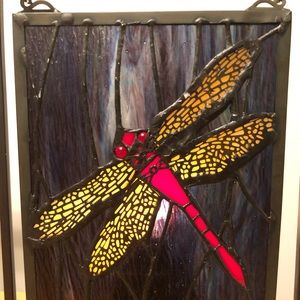 Dragonfly Tiffany Style Lighted Tabletop Window